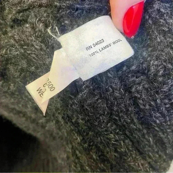 VINTAGE GAP 100% Lambswool Grey Cableknit Sweater Size XL - Picture 6 of 10